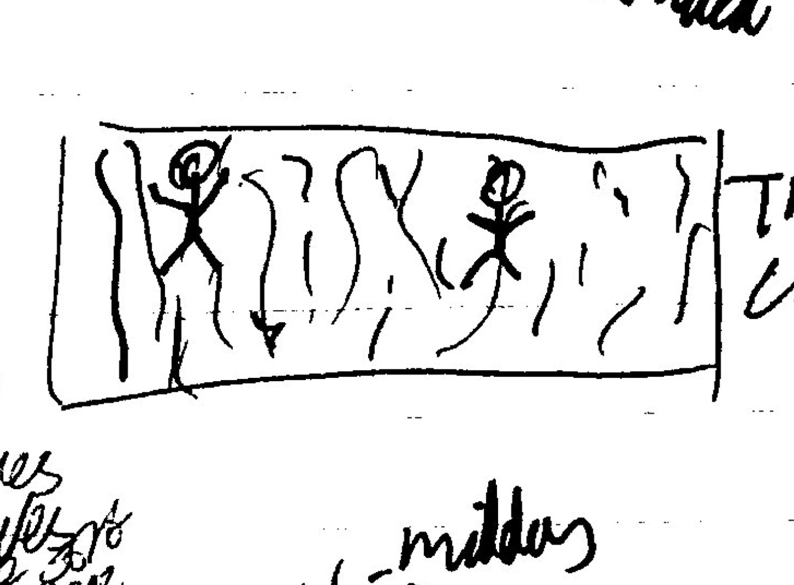 A sketch of a tree bark climbing wall