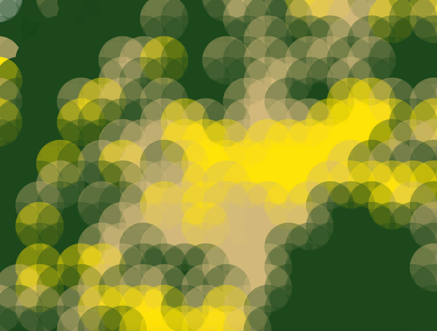 An abstract of green, light green and yellow circles